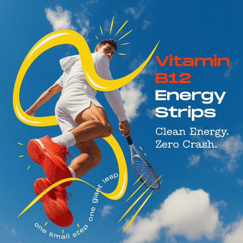 Vitamin B12 Oral Strips - Fast-Absorbing, Vegan, Non-GMO, Sugar-Free for Tiredness and Fatigue - Delicious Strawberry Flavor - 30 Count
