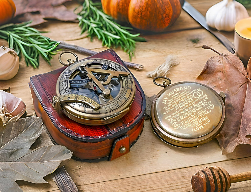 Engraved Compass, to My Husband I Love You, Brass Compass Engraved Gifts for Men, Bronze for Men, Romantic Gifts for Him/Her, Keepsake Gifts for Husband #1 Husband