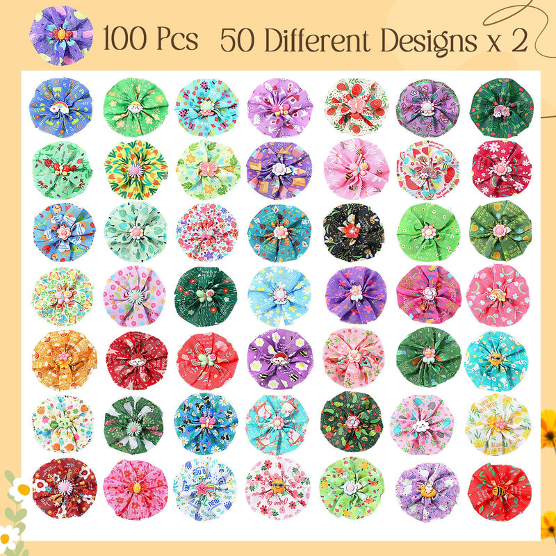 Sweetude 100 Pcs Spring Dog Collar Flowers Charms Bulk Pet Flower Collar Bow Ties Holiday Dog Accessories Grooming Supplies Puppy Bows Slides Attachment for Small Medium Large Dogs Cat - BeesActive Australia