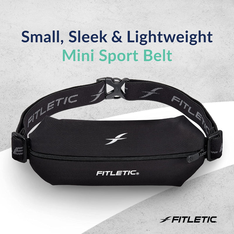 Fitletic Active Lifestyle Fanny Pack & Mini Sports Running Belt For Men & Women – Lightweight, Low Profile- Ultra-Soft Expandable Lycra Pouch - Fits All Phones – Inner Pocket Black