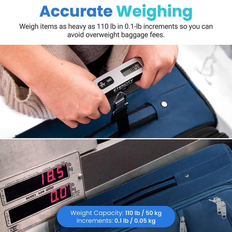 Etekcity Scale for Body Weight, Digital Bathroom Weighing Machine & Luggage Scale, Digital Weight Scales for Travel Accessories Essentials, Portable Handheld Scale with Temperature Sensor - BeesActive Australia