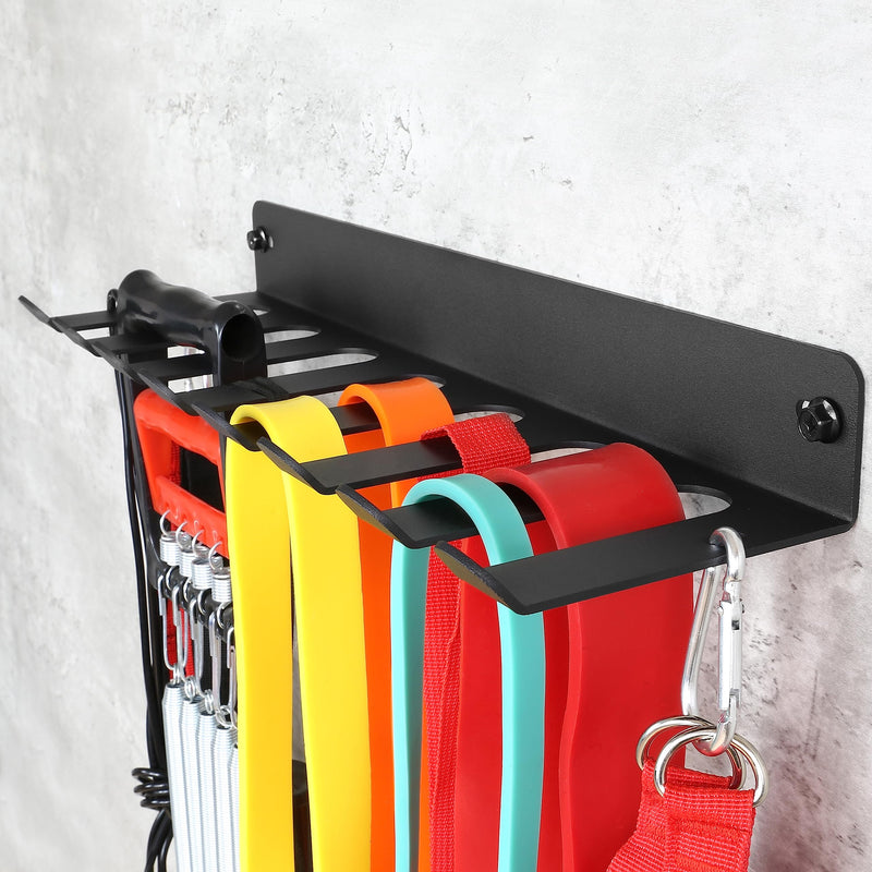 Multi-Purpose Gym Equipment Storage Rack Resistance Bands Storage Hanger Barbell Rack Heavy Duty Gym Rack for Exercise Bands, Lifting Belts and Jump Ropes 17" / 8 prongs - BeesActive Australia