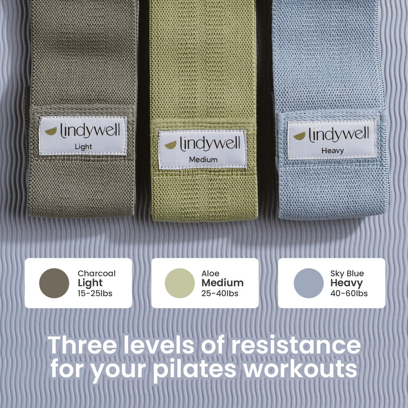 Lindywell Fabric & Exercise Bands for Women & Men - Resistance Bands for Working Out, Including Glute Activation, Strength Training, Physical Therapy - Durable, Non-Slip & Perfect for Home Or Gym Use Fabric Band Set