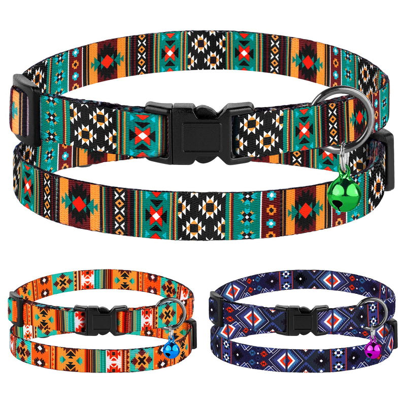 Cat Collar Breakaway 2PCS Adjustable Pattern Tribal Aztec Southwest Safety Pet Collars for Cats Kitten (Aztec + Tribal) Aztec + Tribal - BeesActive Australia