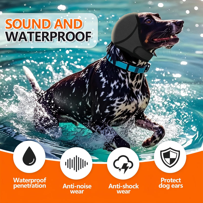 Dog Shower Cap, No Flap Ear Wraps for Dogs, Dog Ear Muffs for Bath – Waterproof Pet Ear Covers for Swimming & Noise Anxiety Relief (Grey, M (Head Circumference 14"-19")) M (Head Circumference 14"-19") Grey