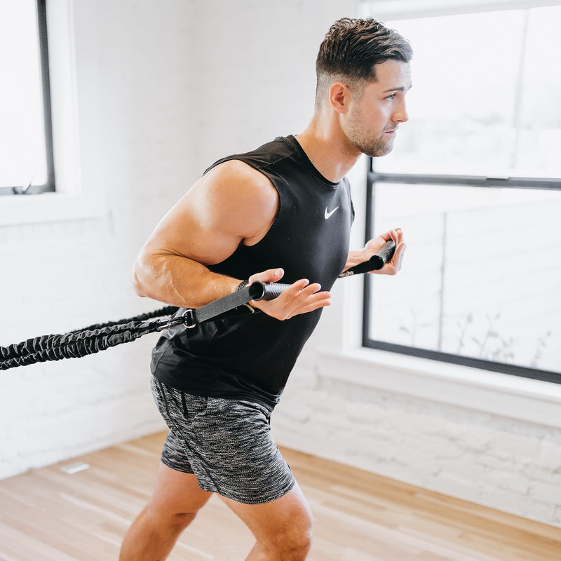 Resistance Cords - Shoulder and Core Resistance Bands - Perfect for Dynamic Warmups and Rehab - Deluxe Pair of 2 Black Cords and 2 Universal Handles - 4KOR Fitness 30 lbs - BeesActive Australia