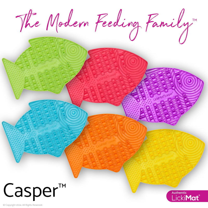 LickiMat Casper, Fish-Shaped Cat Slow Feeders Lick Mat, Boredom Anxiety Reducer; Perfect for Food, Treats, Yogurt, or Peanut Butter. Fun Alternative to a Slow Feed Cat Bowl or Dish, Green 1 Count (Pack of 1) - BeesActive Australia