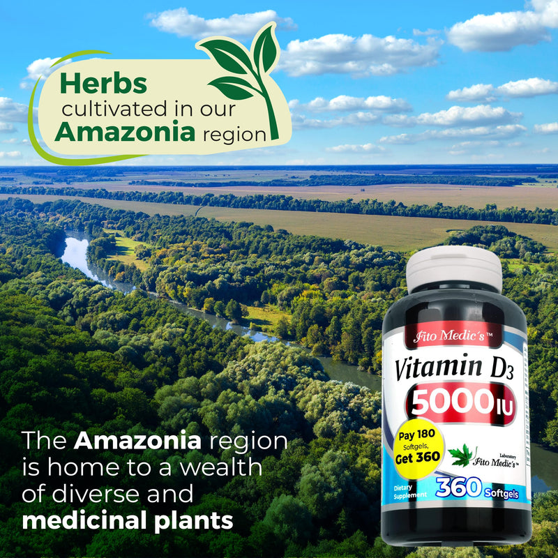 FITO MEDIC'S Lab - Vitamin d - 5000 IU of - Vitamin d3-360 Softgels - Vitamin d3 5000 iu - for Bone, Teeth, Muscle and Immune Health Support, Ultra high Absorption, vitamina d3.