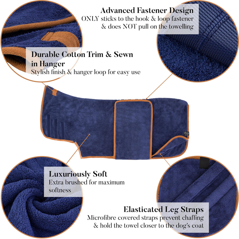 Lucky Paws® dog bathrobe - double-layer dog bathrobe - dry faster in minutes, absorbent dog towel & soft dog bathrobe in 1 - luxury dog towel bathrobe (L, Teal) L - BeesActive Australia