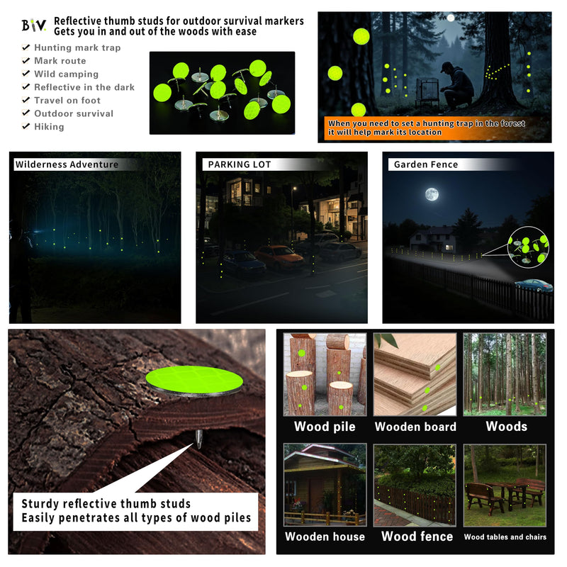 BIV Hunting Marking Reflective Thumb Pins 320pcs