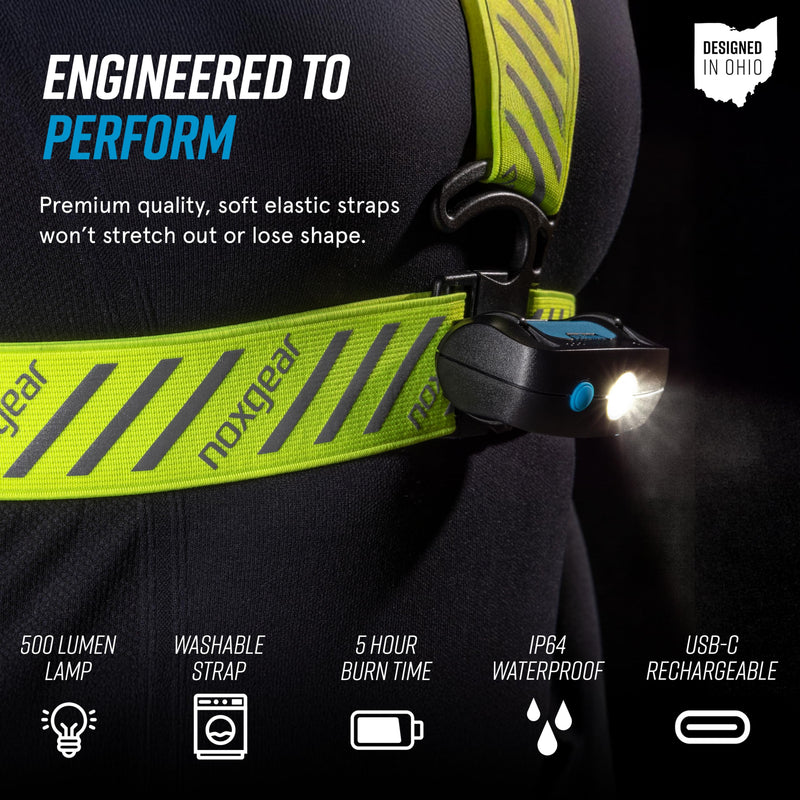 noxgear Ranger Chest Light - Super Bright 500 Lumen Reflective Running Vest, USB-C Rechargeable, Adjustable Fit, Waterproof Running Light with Detachable Flashlight, 5 Hour Burn Time - BeesActive Australia