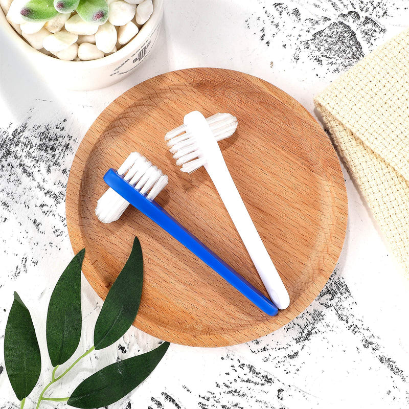 Denture Brush Dual Head Toothbrushes Hard Denture Cleaning Brush Denture Toothbrush Cleaning Brush False Teeth Brush Toothbrush for False Teeth Cleaning, 2 Colors (6 Pieces) - BeesActive Australia