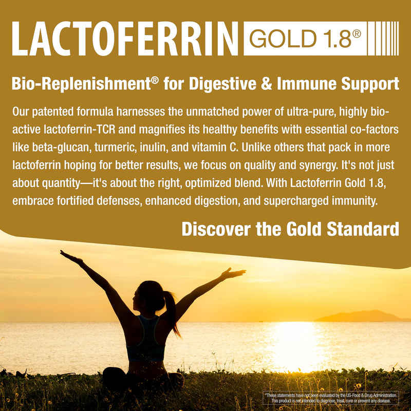 Lactoferrin Gold 1.8 - for Immune Support, Digestive Health, and Iron Absorption - Lactose-Free, Gluten-Free, Non-GMO (60 Count) 60 Count (Pack of 1)