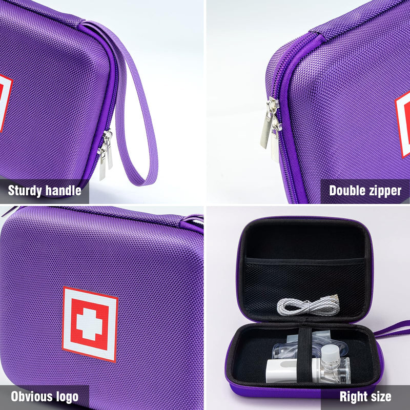 Gealaek Protective Carrying Case for Portable Nebulizer, Travel Medical Bag with Hard Shell for Inhaler Spacer, Masks, Asthma Accessories Emergency Medicine Storage Bag for Kids and Adults (Purple) Purple - BeesActive Australia
