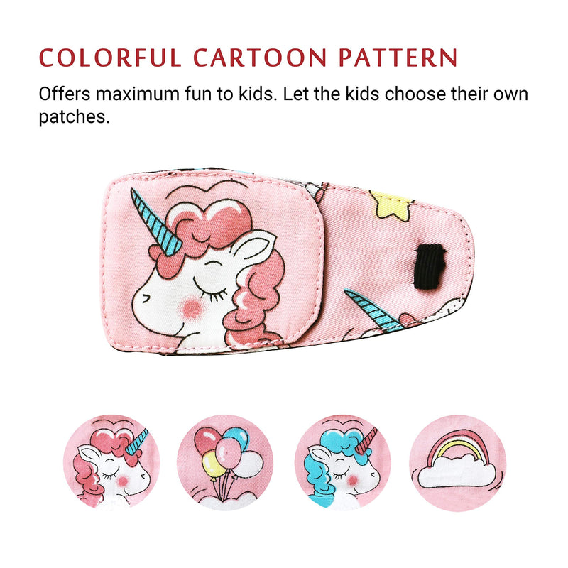 Cotton & Silk Eye Patch for Kids Glasses (Left Eye, Pink Hair Unicorn) To Cover Left Eye Baby Pink - Pink Hair Unicorn