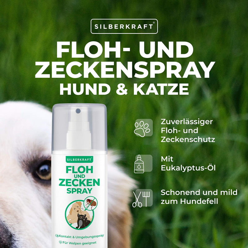 Silberkraft flea and tick spray 100 ml for dogs, cats and other pets - ideal anti-tick agent - against fleas, ticks, parasites, vermin - BeesActive Australia