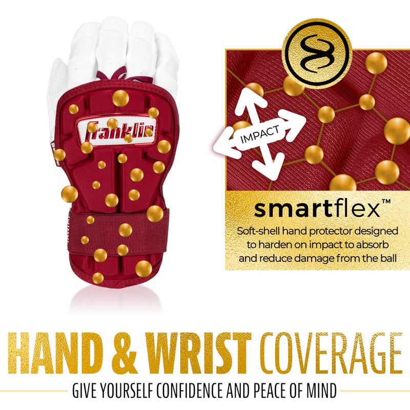 Franklin Sports Baseball Hand and Wrist Guard - PRT LG Series Adult Protector for Batting - Protective Shield for Right and Left Hand Hitters - One Size - Adult Burgundy - BeesActive Australia
