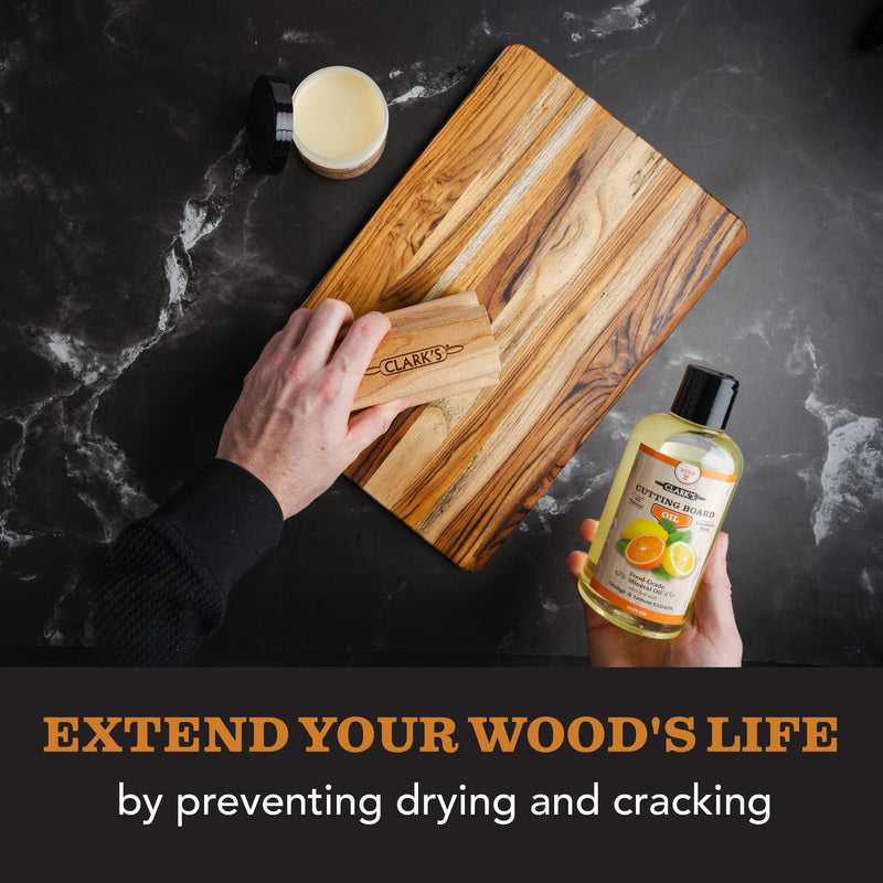 CLARK'S Cutting Board Oil - Food Grade Mineral Oil for Cutting Board - Enriched with Lemon and Orange Oils - Butcher Block Oil and Conditioner - Mineral Oil - Restores and Protects All Wood - 12oz Orange & Lemon - 12 OZ (Most Popular) - BeesActive Australia