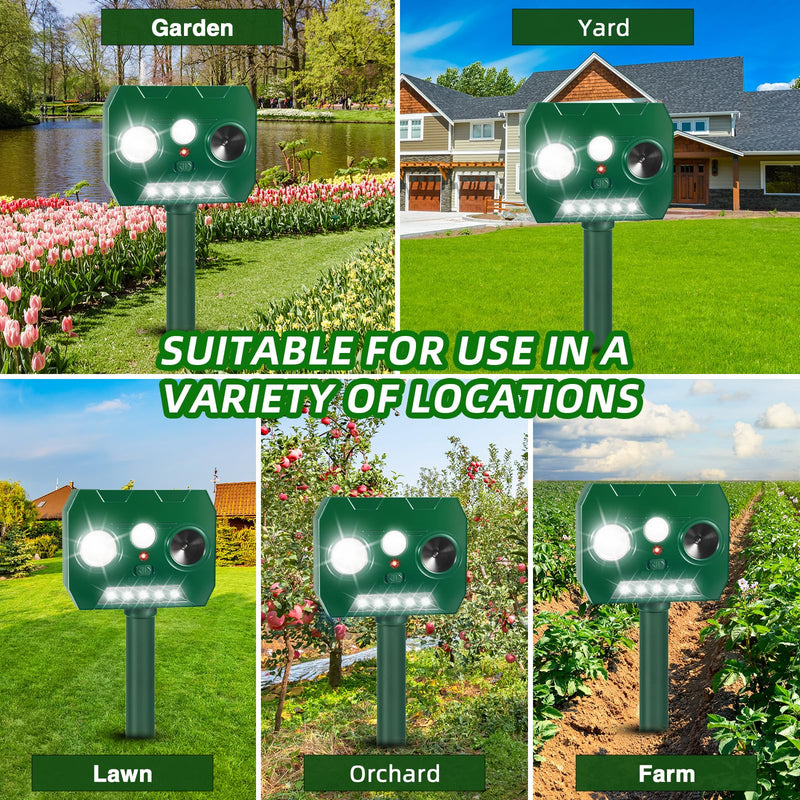 2 Pack Ultrasonic Cat Deterrent with Motion Sensor and Flashing Lights, Cat Deterrent Outdoor for Yard, Solar Powered Cat Deterrent for Garden Yard Lawn - BeesActive Australia