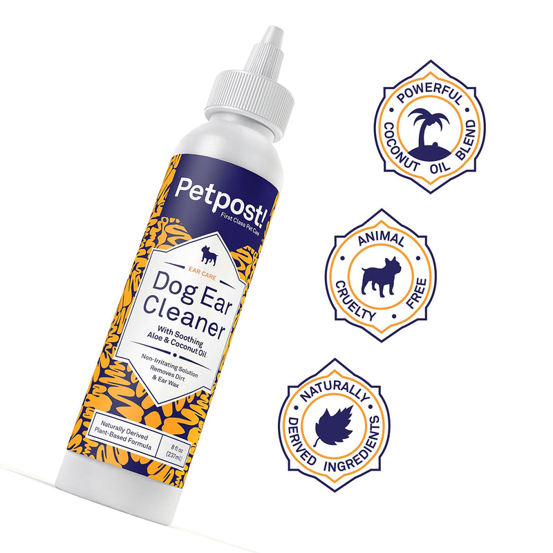Petpost | Dog Ear Cleaner - Natural Coconut Oil Solution - Best Remedy for Odor - Dog Ear Problems - Chemical & Irritant Free 8 oz. - PawsPlanet Australia