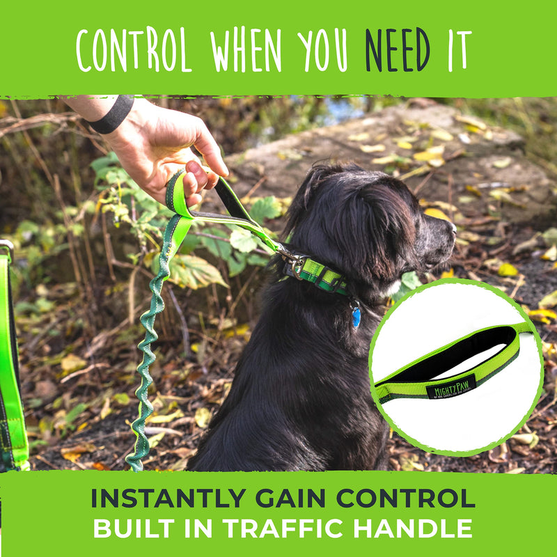 Mighty Paw Hands Free Dog Leash | Bungee Waist Leash for Dog Walking. Pet Running Hands Free Tether for Large, Medium & Small Breeds. Pet Waist Belt (36" - 48") Up to 150 lbs - Green 48" (Most Popular) - BeesActive Australia