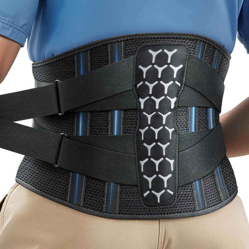 RAKIIE Back Brace for Lower Back Pain Women Men, Ergonomic Support Brace with Lumbar Pad, Adjustable Straps and Soft Breathable Mesh Fabric, Lumbar Support Belt Relief from Sciatica, Gray Size M (Waist: 33.5"-39.4") Medium (Waist: 33.5"-39.4") - BeesActive Australia