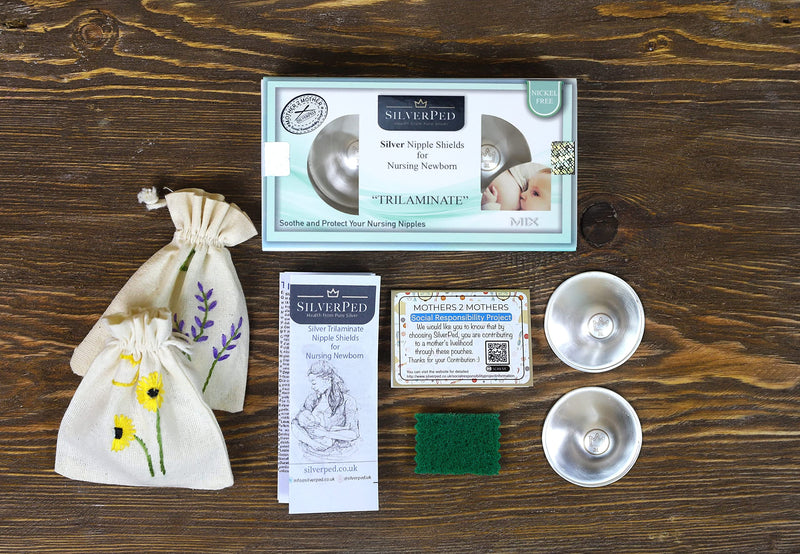 999 Silver Nursing Cups, Silver Nipple Shield, Soothe and Protect Sore Nipples, Silver Nipple Covers Breastfeeding, Silver Nipple Cups, 2 Pieces Large TRILAMINATE - BeesActive Australia
