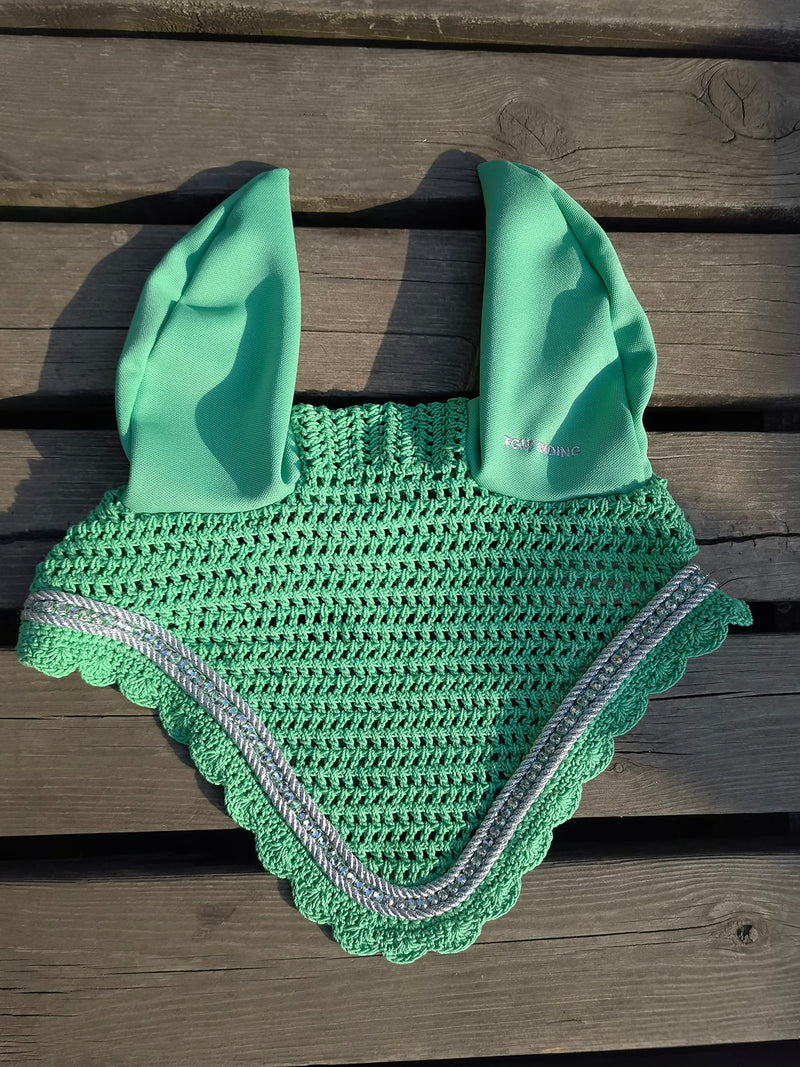 TGW RIDING Horse Ear Bonnet/Net/Hat/Horse Hood/Mask Horse Veil Horse Ear Bonnet (Full, Apple Green) Full - BeesActive Australia