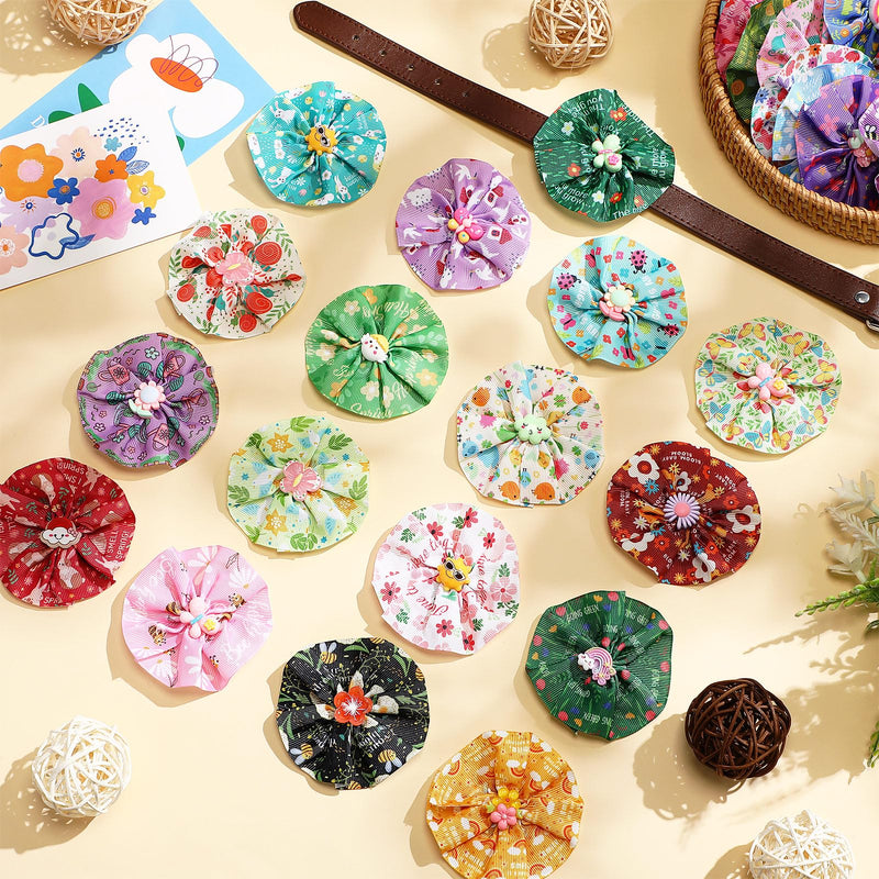 Sweetude 100 Pcs Spring Dog Collar Flowers Charms Bulk Pet Flower Collar Bow Ties Holiday Dog Accessories Grooming Supplies Puppy Bows Slides Attachment for Small Medium Large Dogs Cat - BeesActive Australia