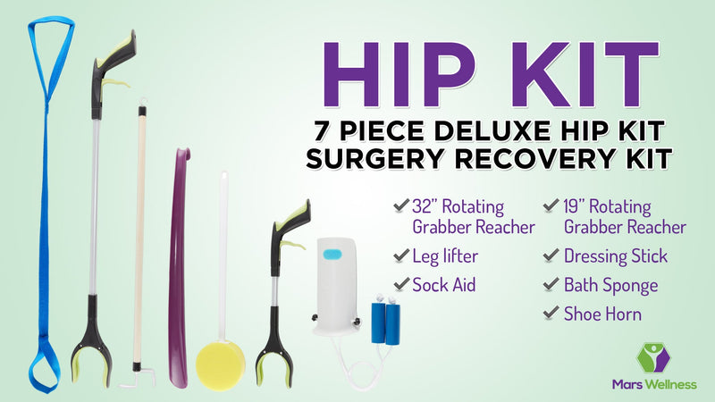 7 Piece Deluxe Hip Kit for Seniors, Total Hip Replacement Surgery Recovery Deluxe Premium 7 Piece Kit
