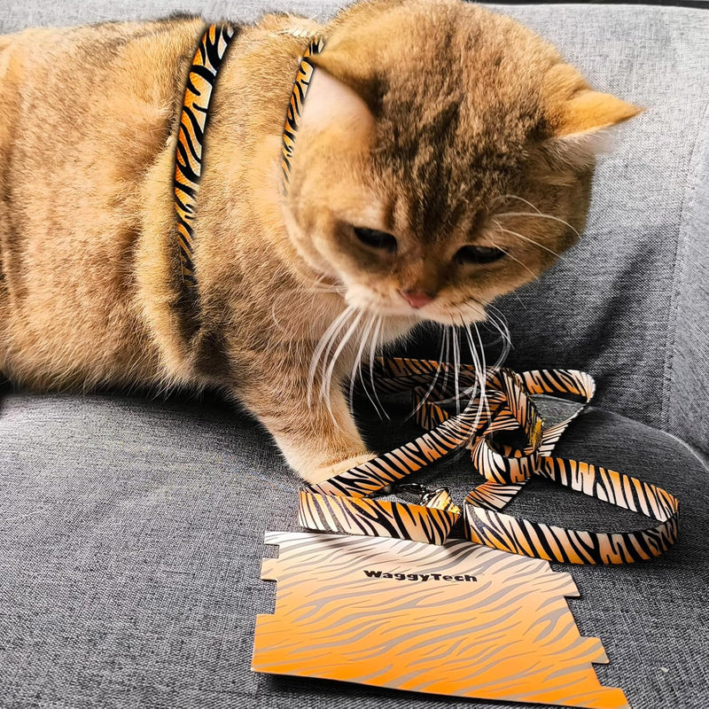 Cat Harness and Leash Escape Proof, Adjustable Soft Kitten Leash for Outdoor Walking & Travel with Breathable Nylon, 4.9ft Cat Leash for Adult - Lightweight & Safe Large Cat Harness [M] Neck Girth: 12.2"-15.7", Chest Girth: 15.7"-20.47" - BeesActive Australia