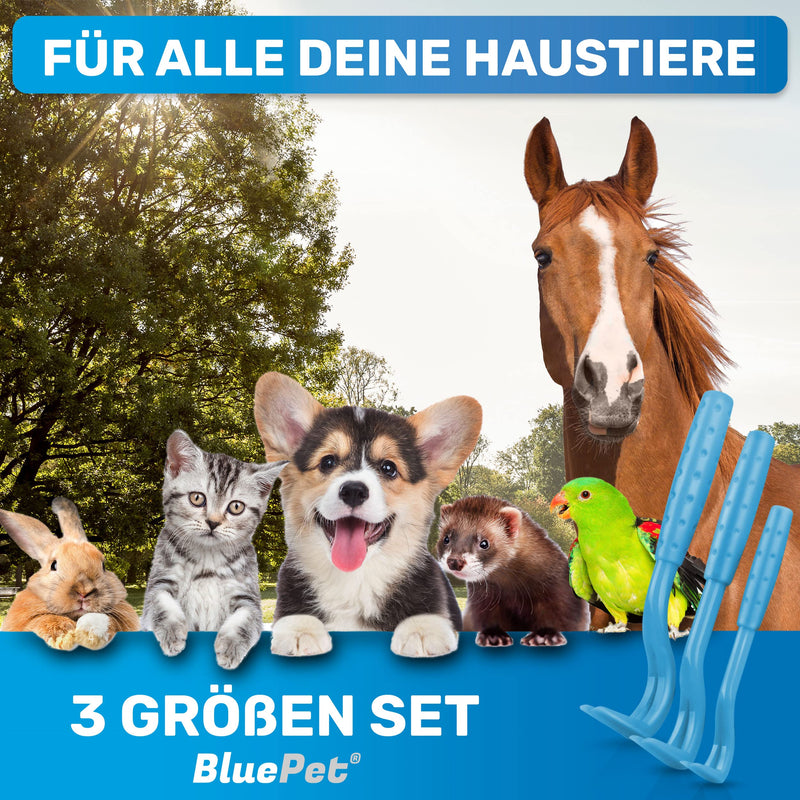 BluePet set of 3 tick hooks for dogs, cats, horses and humans - tick lever as a proven tick remover for tick tweezers I alternative to tick tweezers, tick twister, tick protection and tick treatment BESTSELLER 3x set blue - BeesActive Australia