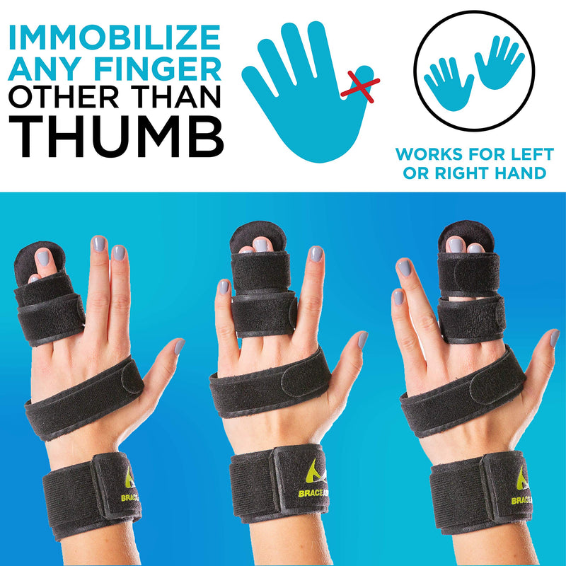 BraceAbility Two Finger Immobilizer - Hand and Buddy Splint Cast for Broken Joints, Mallet or Trigger Finger Extension, Sprains and Contractures to Straighten Middle, Index and Pinky Knuckles (S) Small (Pack of 1)