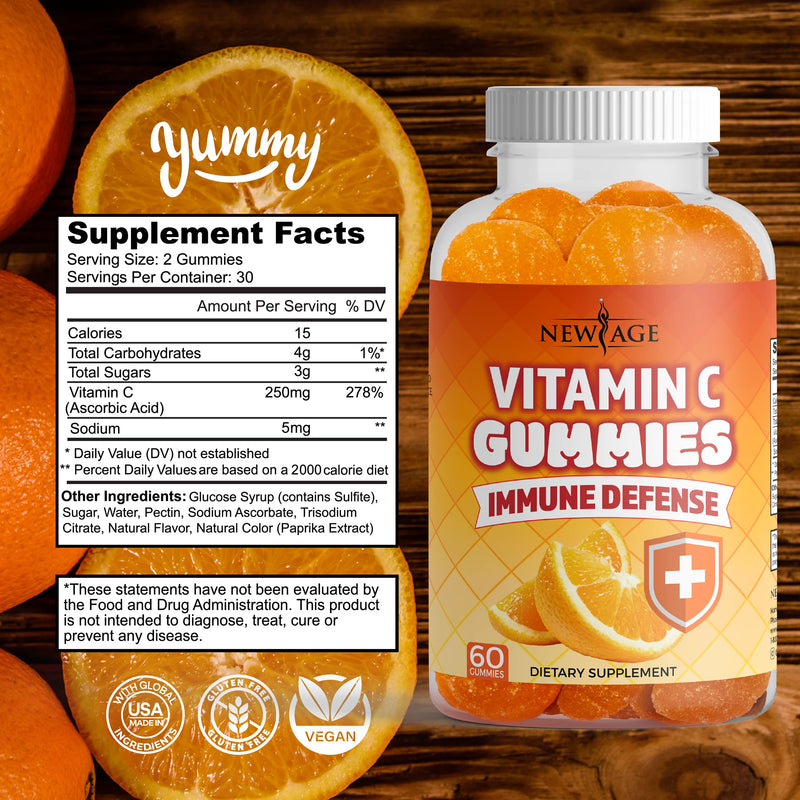 NEW AGE Vitamin C Gummies Orange Vitamin C Gummy - Supports Healthy Immune System - Vegetarian Without Gluten (180 Gummies) 180 Gummies