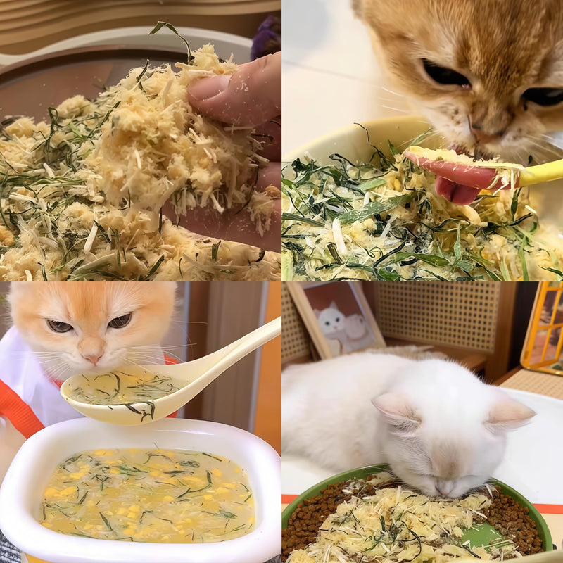 Freeze Drying Cat Grass Treats with Chicken & Egg Yolk - Natural Hairball Relief Snacks for Indoor Cats & Kittens, Healthy Digestive Support, 2.3 oz