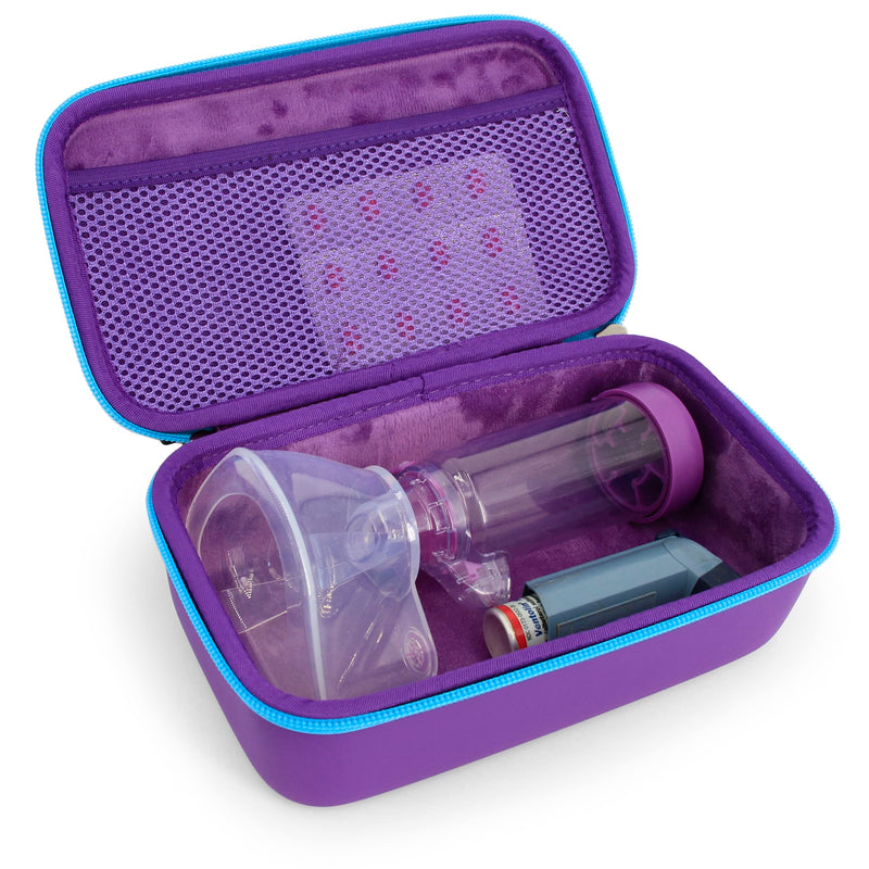 CASEMATIX Asthma Inhaler Case For Travel Fits Asthma Inhaler Spacer With Mask Attached, Inhaler Holder and Additional Accessories Used With Spacer For Inhaler, Includes Purple Asthma Case Only - BeesActive Australia
