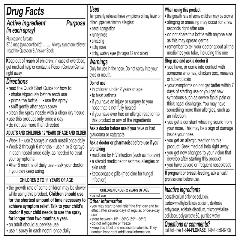 Flonase Sensimist Allergy Relief Nasal Spray for Non-Drowsy, 24-Hour Multi-Symptom Allergy Relief – 120 Sprays 0.31 Fl Oz (Pack of 1)