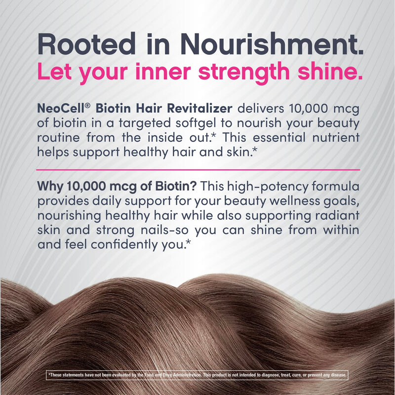 NeoCell Biotin Hair Revitalizer 10000mcg | 300 Softgels | Daily Nourishing Formula | for Women and Men | Hair, Skin, and Nails Supplement