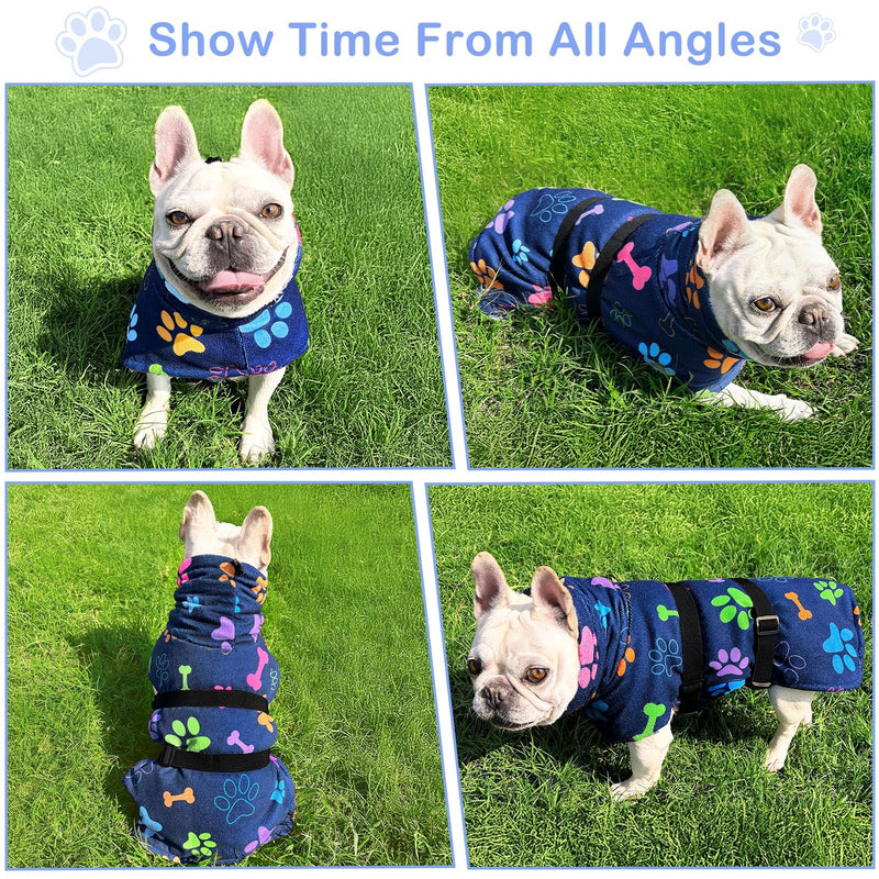 Dog Robe Quick Drying Dog Bathrobe Super Absorbant Dog Towels for Drying Dogs Cute Dog Clothes Thickening Dog Bath Supplies for After Bath Adjustable Dog Drying Coat, Wearable On Both Sides (S-XXL) Large Blue - BeesActive Australia