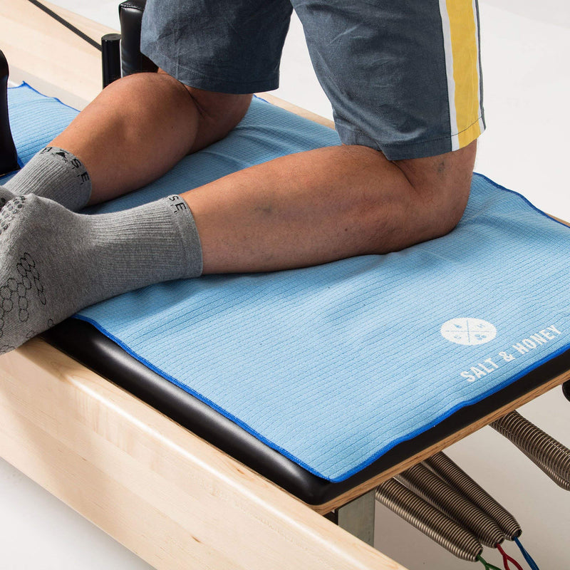 Salt & Honey Non-Slip Pilates Reformer Mat Towel Blue - BeesActive Australia