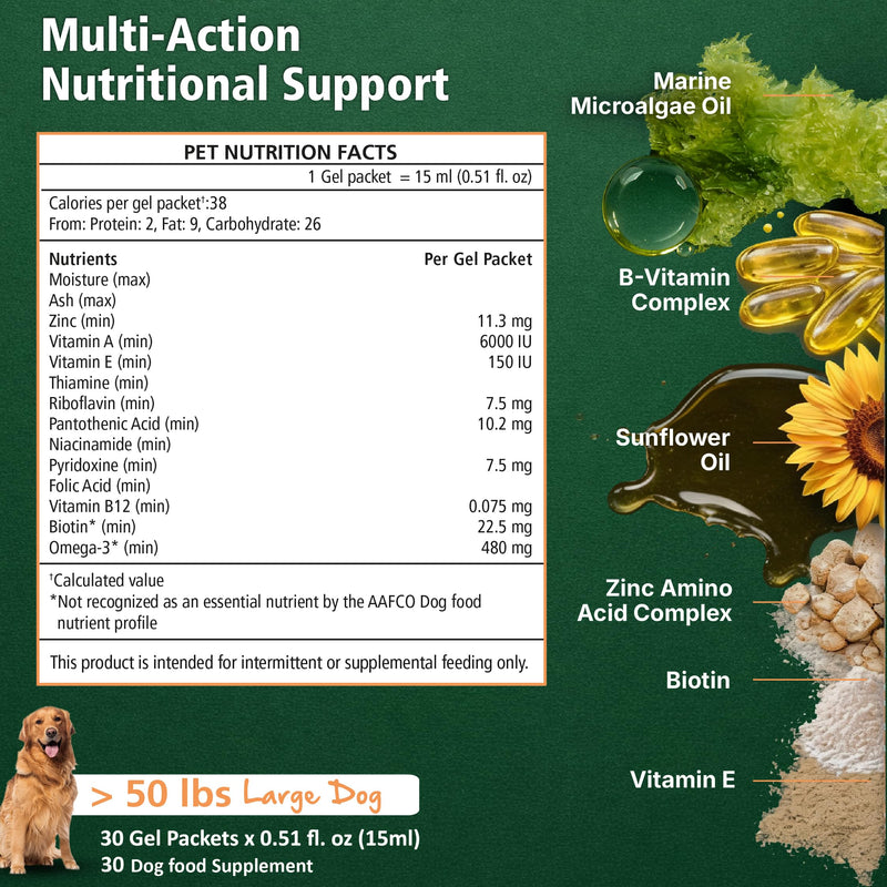 Mervue Skin and Coat Supplement for Dogs – Small Dog Omega 3 Supplement in Gel w/Zinc & Biotin to Support Gut Health – Tasty Daily Dog Multivitamin Packs for Normal & Sensitive Skins (14 x 5ml) Small Dog (14 x 5ml)