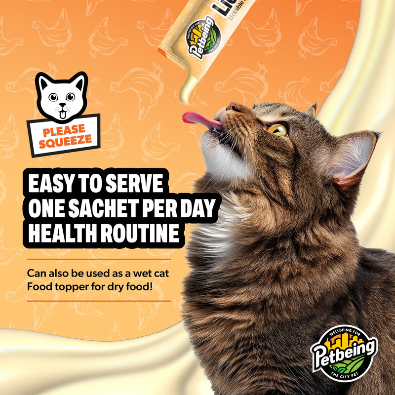 Lick a Day | Specially Formulated 7-in-1 Functions Daily Real Meat Lickable Cat Supplemets | Tasty Cat Puree Squeeze ups for Cats & Pet Vitamins Combination (7-Pack x 4, Chicken & Tuna) Mix of Chicken & Tuna