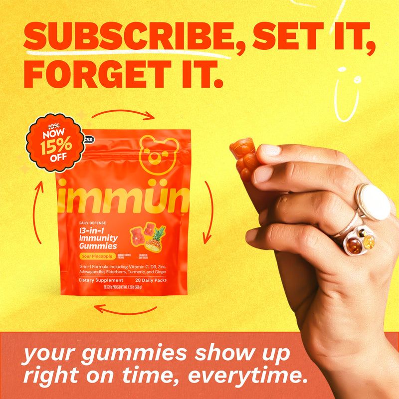 Grüns Immun Immunity Gummies with Vitamin C, Daily Immune Support, 28 ct | Ashwagandha, Prebiotic Fiber, Elderberry, Turmeric, Black Pepper, Vitamin D3 for Comprehensive Immunity Low Sugar 28 Count (Pack of 1)