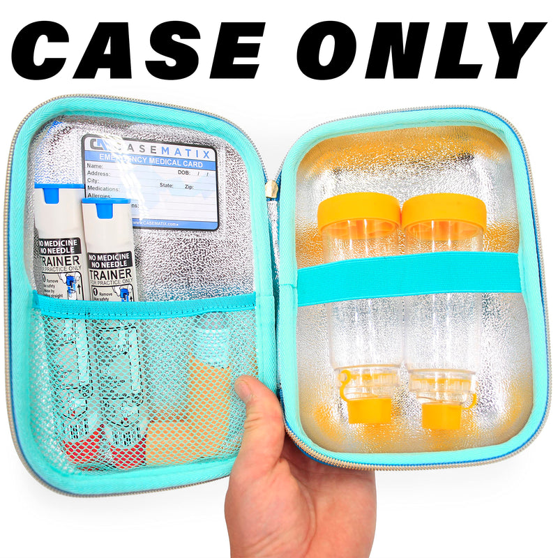 CASEMATIX 8" Turquoise Asthma Inhaler Case for Travel Fits Spacer, Mask and Accessories, Includes Case Only - BeesActive Australia
