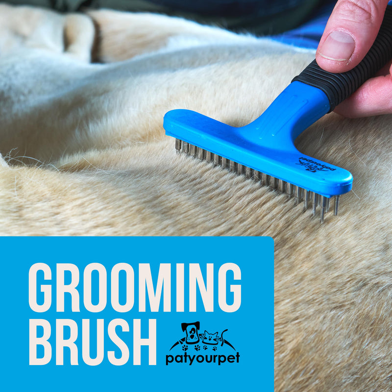 Pat Your Pet Dog Shedding Brush, Double Raw Undercoat Rake for Dogs, Cats and Pets Brush, Deshedding Dog Brush for Medium Long Loose Hair Blue Comb - BeesActive Australia