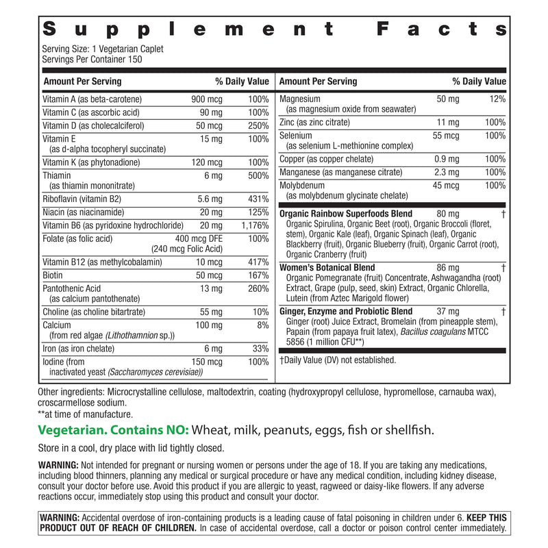 Rainbow Light Womens One High-Potency Daily Multivitamin, Womens Multivitamin Provides High-Potency Immune Support, With Vitamin C, Biotin and Ashwagandha, Vegetarian, 150 Count Women's One 150 Count (Pack of 1) - BeesActive Australia