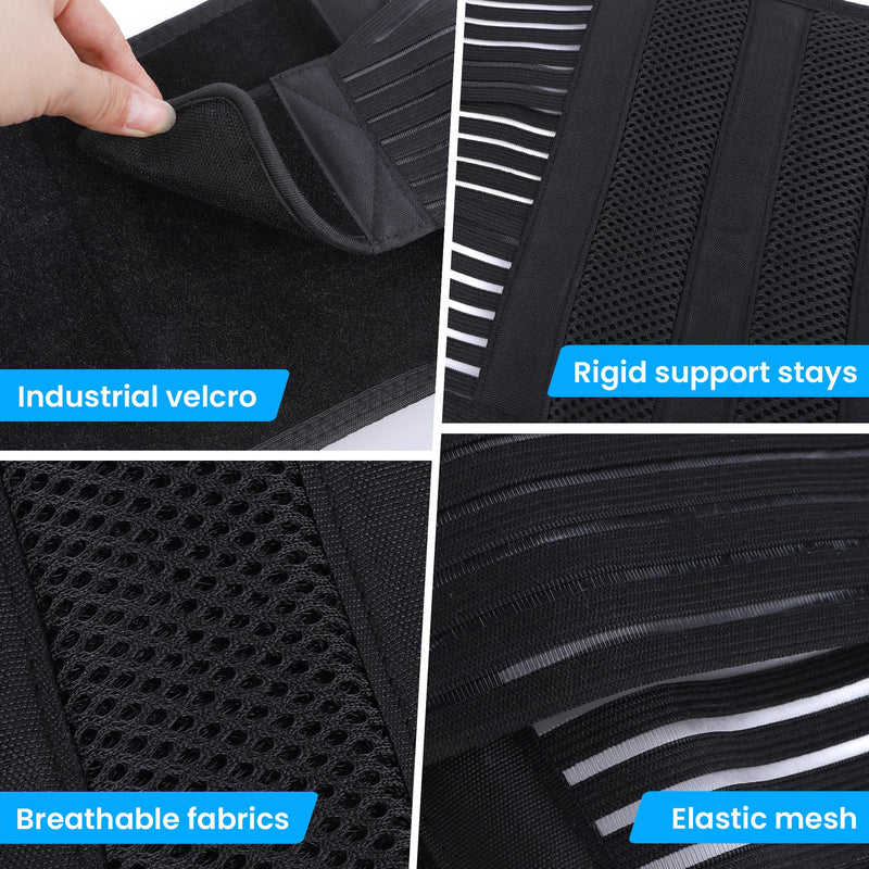 Back Brace for Lower Back Pain Relief – Lumbar Support Belt for Men Women, 8X Ergonomic Support with Curved Steel Stays for Herniated Disc, Sciatica, Strains, Breathable, 3XL/4XL 51.2"-59.8"