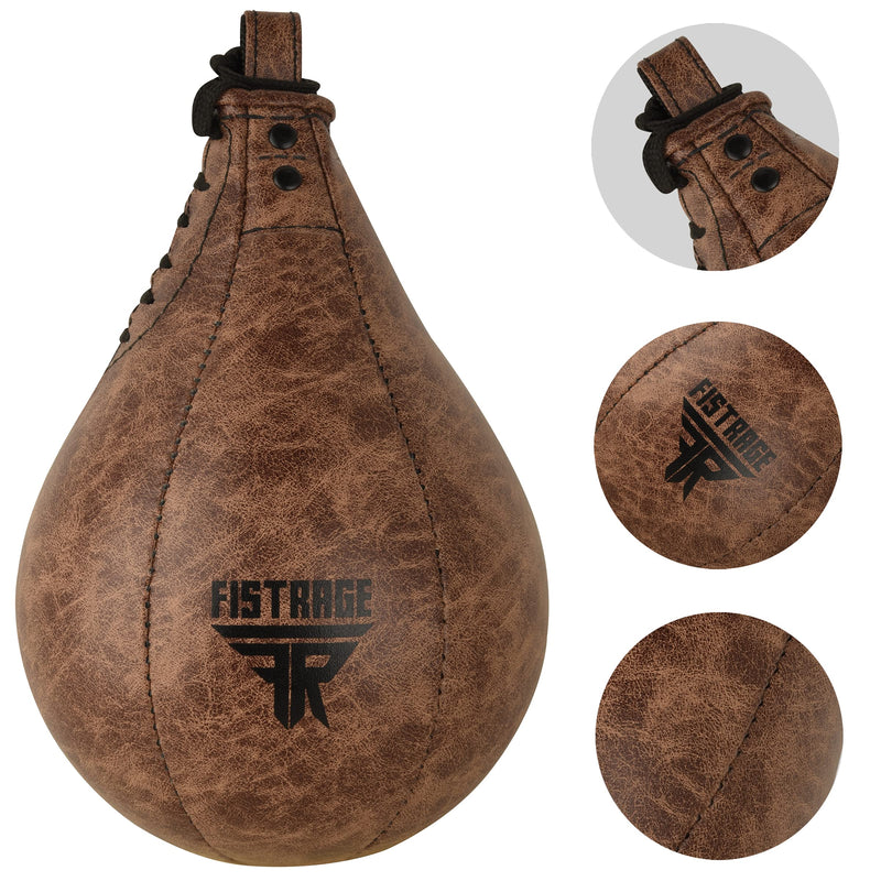 Speed Ball Boxing Bag Leather MMA Muay Thai Training Punching Dodge Striking Kit with Free Hanging Swivel Workout Speedball Kicking Platform Equipment (Black) - BeesActive Australia