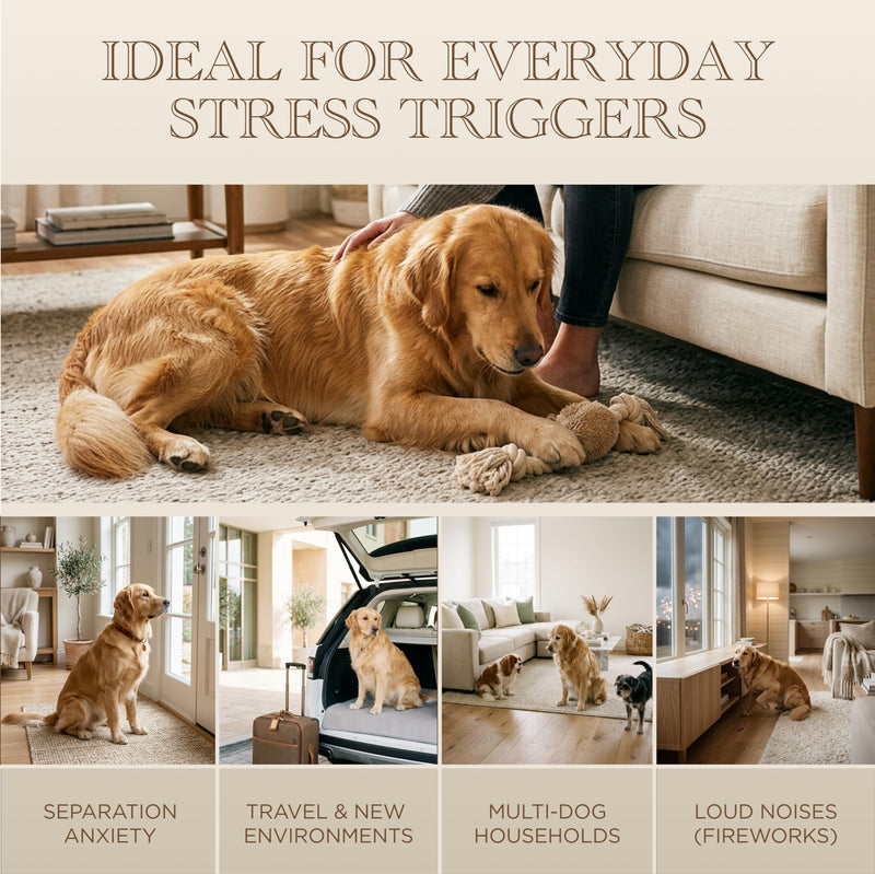 Eden & Hound Dog Calming Diffuser Starter Kit | Plug In Pheromone Diffuser for Dogs with 60 Day Refill | Helps Reduce Anxiety & Stress | Warm Ambient Night Light