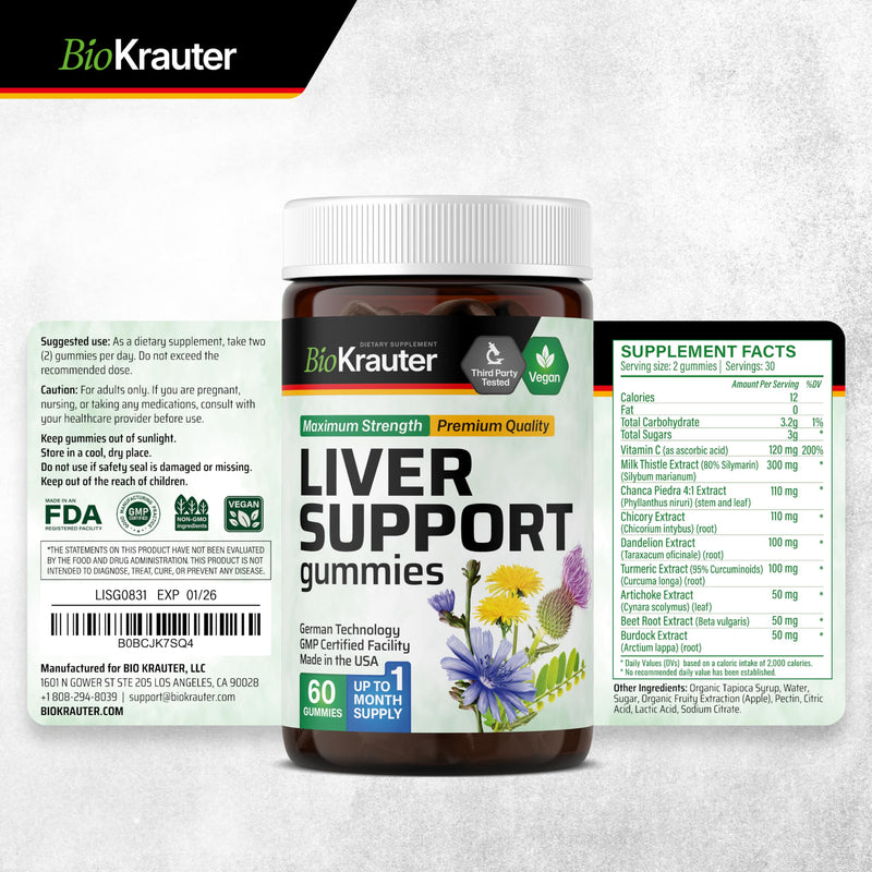 9-in-1 Liver Detox with Vitamin C & Milk Thistle, 60 Gummies | Turmeric, Dandelion Root, Beet Root, Chanca Piedra for Liver Support, Vegan Liver Supplement, 30 Days of Supply 60 Count (Pack of 1)
